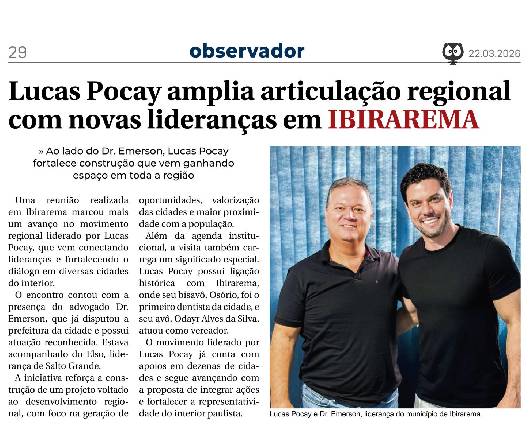 Saiu na mídia em março/2026