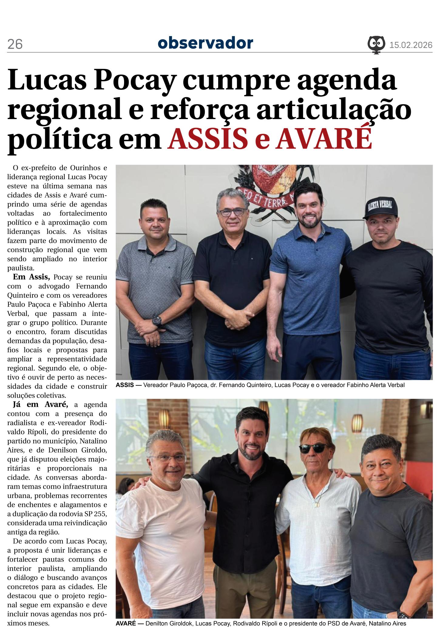 Saiu na mídia de fevereiro/2026